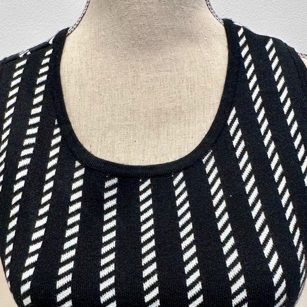 Matty M Black White Midi Dress Knit Stretch Midi Sleeveless Party Coquette girl - Picture 2 of 12